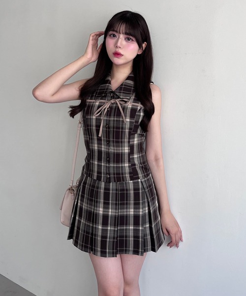 OLIVE des OLIVE YUI企画 ノースリーブシャツミニワンピース SNSでバズり中/新色追加】YUI企画 ノースリーブシャツミニ