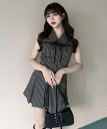 HYBERNAT グレー ノースリーブ ミニワンピース　プリーツワンピース KAREI 全品Point10倍!最大倍率50% tシャツ ノースリーブ ミニ