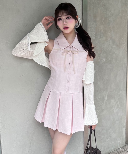 YUI企画 ノースリーブシャツミニワンピース OLIVE des OLIVE YUI企画 ノースリーブシャツミニワンピース(ワンピース