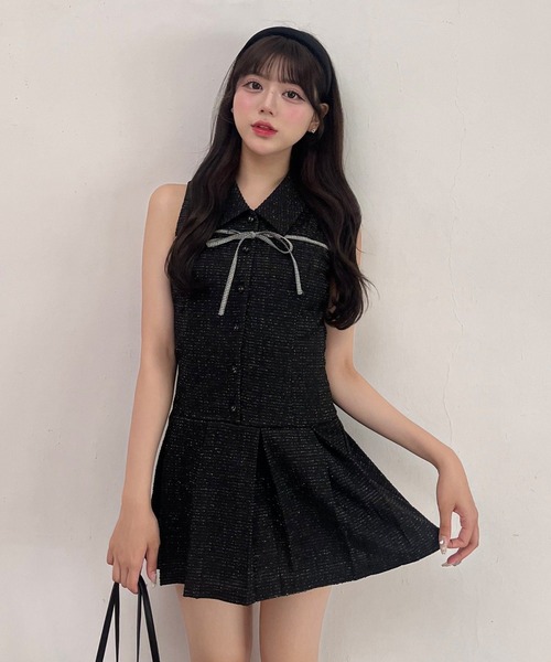 OLIVEdesOLIVE YUI企画ノースリーブシャツミニワンピース セール】【完売カラー再販売】YUI企画 ノースリーブシャツミニ