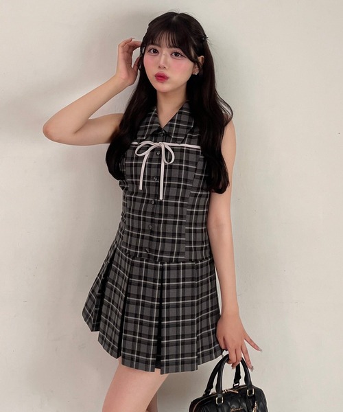 OLIVE des OLIVE YUI企画　ノースリーブシャツミニワンピース SNSでバズり中/新色追加】YUI企画 ノースリーブシャツミニ