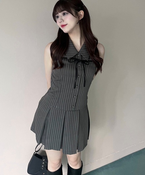 OLIVE des OLIVEノースリーブシャツミニワンピース ブラウン セール】ノースリーブシャツミニワンピース（ワンピース