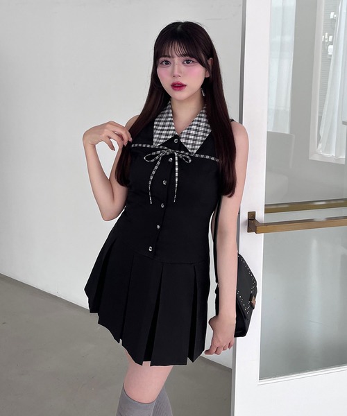 OLIVE des OLIVE YUI企画ノースリーブシャツミニワンピース OLIVE des ワンピース YUI企画 ノースリーブシャツミニワンピース