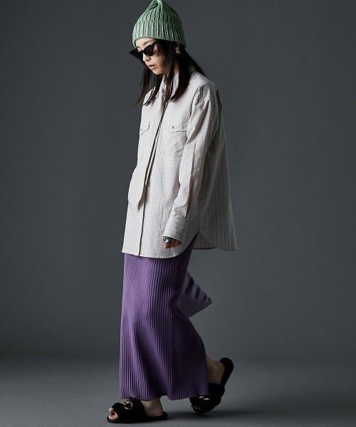 GEVS.（ジェイヴィス）の「綿100％タイ付チェックシャツ＜大きいサイズ有＞GEVS.（シャツ/ブラウス・レディース・ベージュ系/ピンク系・5L/4L/3L/LL/L/M）」の8枚目の写真