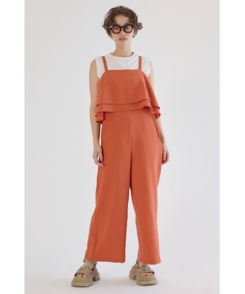 RODEO CROWNS WIDE BOWL（ロデオクラウンズワイドボウル）の「フリルサロペット（つなぎ/オールインワン・レディース・オレンジ/アイボリー/ブラック・FREE）」の5枚目の写真