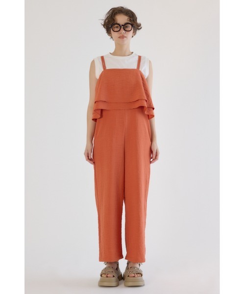 RODEO CROWNS WIDE BOWL（ロデオクラウンズワイドボウル）の「フリルサロペット（つなぎ/オールインワン・レディース・オレンジ/アイボリー/ブラック・FREE）」の10枚目の写真