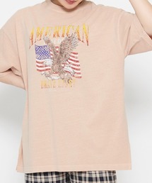 【spiritoso】AMERICANプリント ピグメントＴシャツ