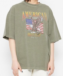 【spiritoso】AMERICANプリント ピグメントTシャツ