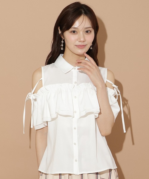WILLSELECTION（ウィルセレクション）の「ナローリボンオフショルブラウス（シャツ/ブラウス・レディース・ブラック系その他/ホワイト系その他/ベージュ系その他/ブルー系その他・FREE）」の6枚目の写真