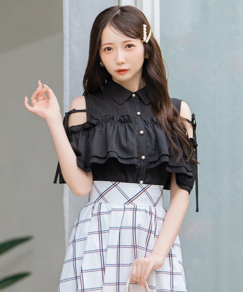 WILLSELECTION（ウィルセレクション）の「ナローリボンオフショルブラウス（シャツ/ブラウス・レディース・ブラック系その他/ホワイト系その他/ベージュ系その他/ブルー系その他・FREE）」の12枚目の写真