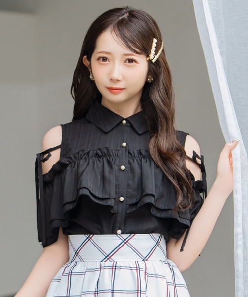 WILLSELECTION（ウィルセレクション）の「ナローリボンオフショルブラウス（シャツ/ブラウス・レディース・ブラック系その他/ホワイト系その他/ベージュ系その他/ブルー系その他・FREE）」の5枚目の写真