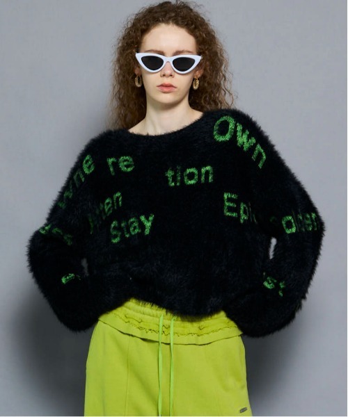 【たー】Shaggy Logo Knit Tops Shaggy Logo Knit Tops