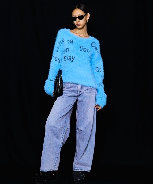MAISON SPECIAL(メゾンスペシャル)の「Shaggy Logo Knit Tops/シャギーロゴニット(ニット/セーター・レディース・ブルー/オレンジ/ブラック・FREE)」の6枚目の写真