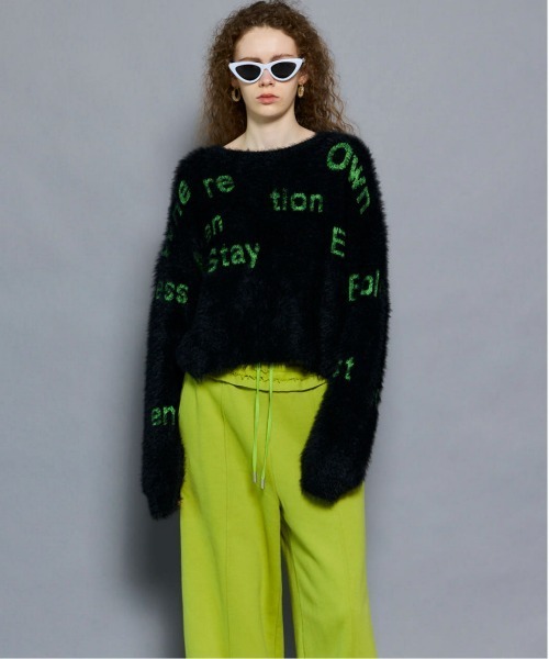MAISON SPECIAL(メゾンスペシャル)の「Shaggy Logo Knit Tops/シャギーロゴニット(ニット/セーター・レディース・ブルー/オレンジ/ブラック・FREE)」の8枚目の写真