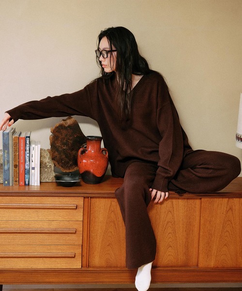 ムラサキスポーツ(ムラサキスポーツ)の「RIKKA FEMME/リッカファム リブニットパンツ ロングパンツ ロンパン RF25FW14(その他パンツ・レディース・ブラウン/ベージュ/グレー・FREE)」の12枚目の写真