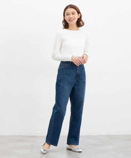 Honeys(ハニーズ)の「レギュラーストレート(股下70cm)(デニムパンツ・レディース・インディゴブルー/ブルー/ブラック・S/M/LL/L)」の6枚目の写真