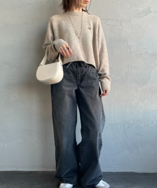 Fred Perry ダークグレー クルーネックセーター Fred Perry ダークグレー クルーネックセーター トップス