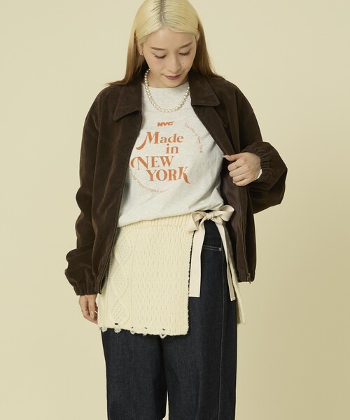 FREAK'S STORE（フリークスストア）の「リメイク風 ケーブル マルチ巻きスカート（スカート・レディース・オフホワイト/ネイビー/ブラウン・ﾌﾘ-）」の2枚目の写真