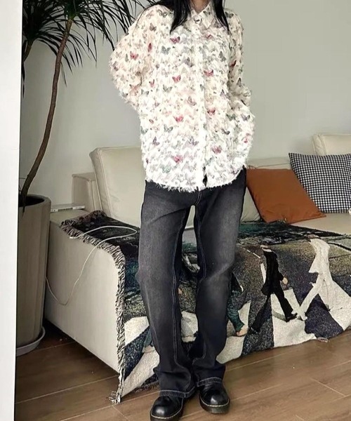 CANVAS+（キャンバスプラス）の「【CANVAS+】バタフライプリントシアーシャツ（シャツ/ブラウス・レディース・ホワイト・M）」の13枚目の写真