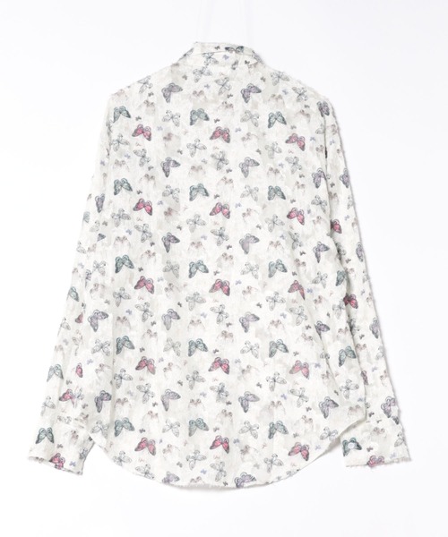 CANVAS+（キャンバスプラス）の「【CANVAS+】バタフライプリントシアーシャツ（シャツ/ブラウス・レディース・ホワイト・M）」の14枚目の写真