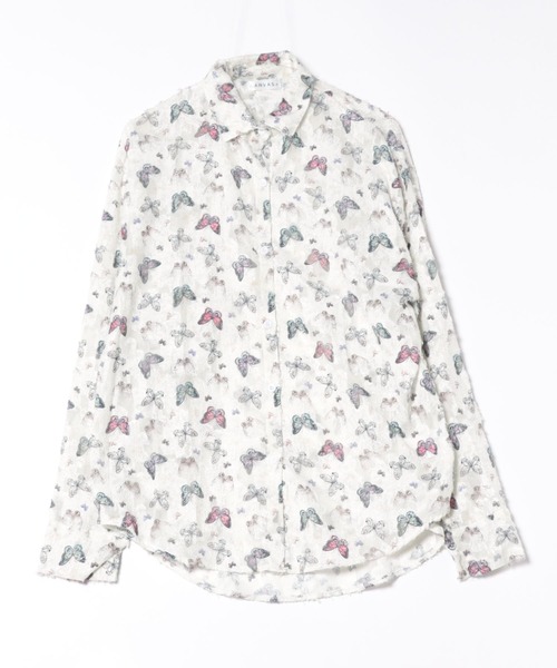 CANVAS+（キャンバスプラス）の「【CANVAS+】バタフライプリントシアーシャツ（シャツ/ブラウス・レディース・ホワイト・M）」の15枚目の写真