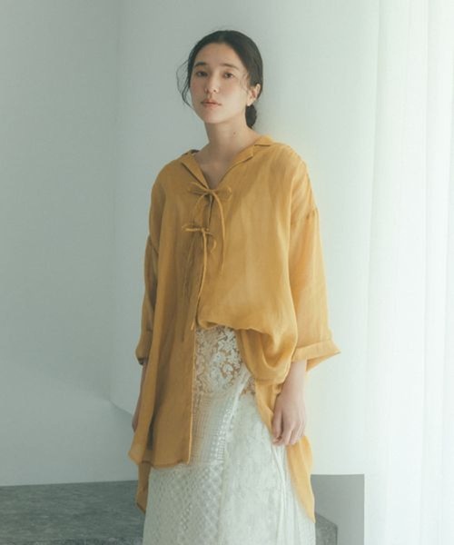 natural by clip》シアーリネンリボンチュニック ※19入荷待ち