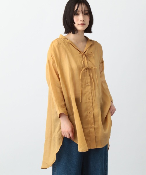natural by clip》シアーリネンリボンチュニック ※19入荷待ち natural by clip》シアーリネンリボンチュニック ※19入荷待ち
