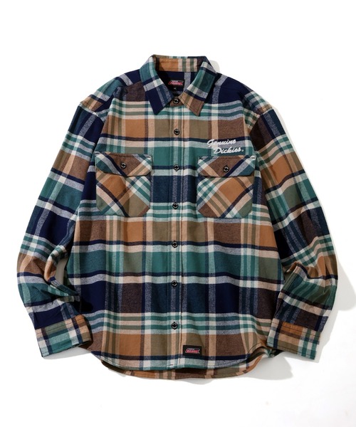 Dickies（ディッキーズ）の「【GENUINE DICKIES/ジェニュインディッキーズ】両面起毛 チェーン刺繍 ネルチェックシャツ（シャツ/ブラウス・メンズ・グリーン系その他/レッド系その他/オレンジ系その他/ブラック系その他・XL/M/L）」の10枚目の写真