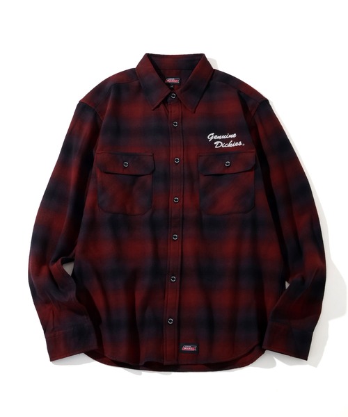 Dickies（ディッキーズ）の「【GENUINE DICKIES/ジェニュインディッキーズ】両面起毛 チェーン刺繍 ネルチェックシャツ（シャツ/ブラウス・メンズ・グリーン系その他/レッド系その他/オレンジ系その他/ブラック系その他・XL/M/L）」の11枚目の写真