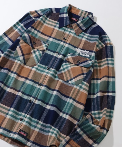 Dickies（ディッキーズ）の「【GENUINE DICKIES/ジェニュインディッキーズ】両面起毛 チェーン刺繍 ネルチェックシャツ（シャツ/ブラウス・メンズ・グリーン系その他/レッド系その他/オレンジ系その他/ブラック系その他・XL/M/L）」の15枚目の写真