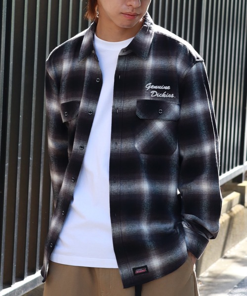 Dickies（ディッキーズ）の「【GENUINE DICKIES/ジェニュインディッキーズ】両面起毛 チェーン刺繍 ネルチェックシャツ（シャツ/ブラウス・メンズ・グリーン系その他/レッド系その他/オレンジ系その他/ブラック系その他・XL/M/L）」の21枚目の写真