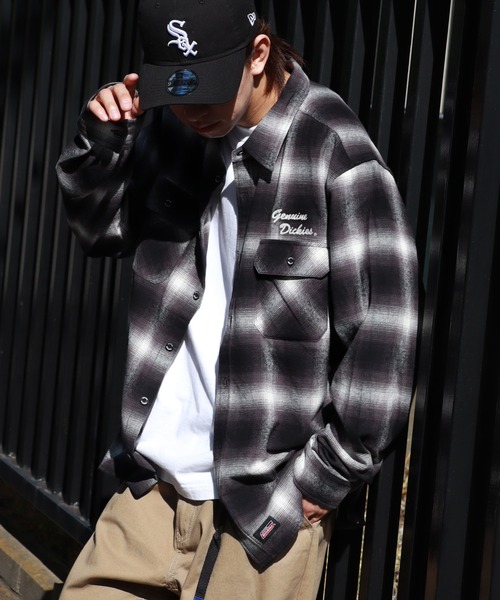 Dickies（ディッキーズ）の「【GENUINE DICKIES/ジェニュインディッキーズ】両面起毛 チェーン刺繍 ネルチェックシャツ（シャツ/ブラウス・メンズ・グリーン系その他/レッド系その他/オレンジ系その他/ブラック系その他・XL/M/L）」の19枚目の写真