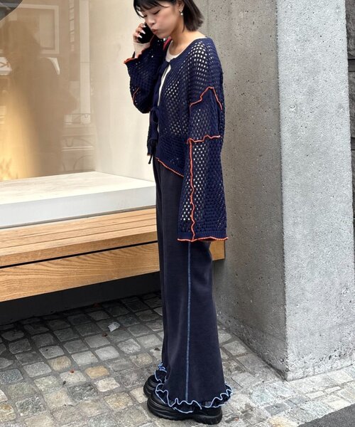 HELLO.SANFRANCISCO(ハローサンフランシスコ)の「【HELLO.SANFRANCISCO/ハローサンフランシスコ】コーデュロイ裾フリルフレアパンツ(スウェットパンツ・レディース・グリーン/ブラウン/ブラック/アイボリー・MEDIUM/SMALL)」の16枚目の写真