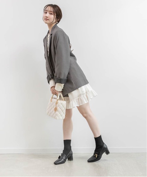 RANDA(ランダ)の「バックルベルトニットドッキングブーツ(ブーツ・レディース・ダークグレー/ダークブラウン/ブラック・S/M/L/LL)」の20枚目の写真