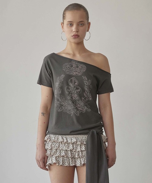 SCULPTOR(スカルプター)の「Chateau Shithole Tie Tee(Tシャツ/カットソー・レディース・チャコール/ホワイト/ピンク・X-SMALL/SMALL/MEDIUM/LARGE)」の12枚目の写真