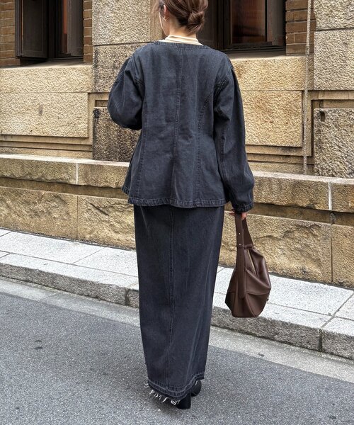 Thevon(ゼボン)の「カットオフデニムナロースカート(スカート・レディース・ブルー/ブラック・S/M)」の10枚目の写真