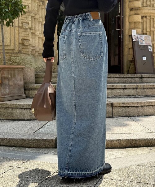 Thevon(ゼボン)の「カットオフデニムナロースカート(スカート・レディース・ブルー/ブラック・S/M)」の15枚目の写真