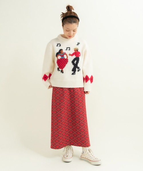 CHILD WOMAN（チャイルドウーマン）の「チェック柄キルトジャカード スカート（スカート・レディース・レッド・FREE）」の13枚目の写真