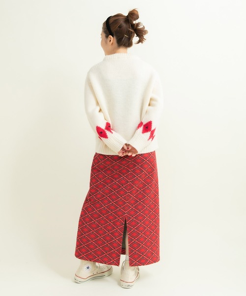 CHILD WOMAN（チャイルドウーマン）の「チェック柄キルトジャカード スカート（スカート・レディース・レッド・FREE）」の14枚目の写真