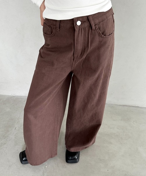 Bamm(バム)の「ワイドバギーフレアデニムパンツ(デニムパンツ・レディース・ブラウン/ブラック・M)」の15枚目の写真