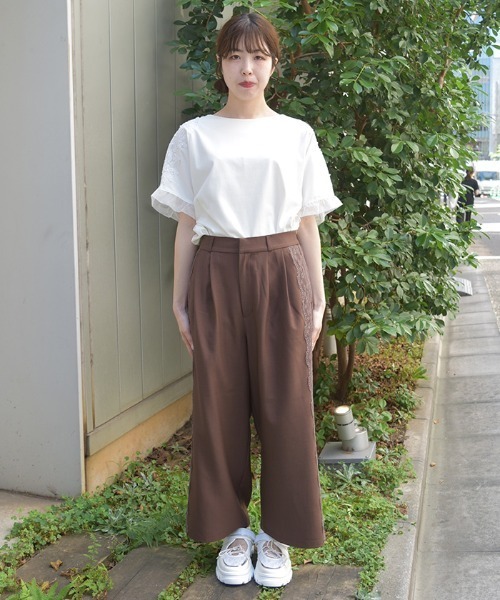 axes femme(アクシーズファム)の「サイドレースラインパンツ(その他パンツ・レディース・ブラウン/ブラック・FREE)」の3枚目の写真