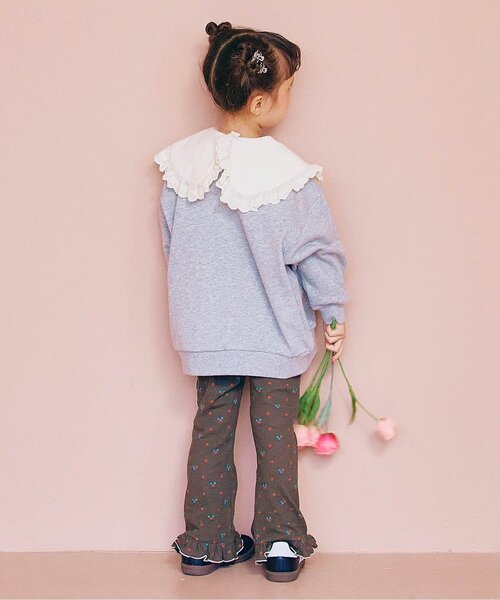 p.premier(ピードットプルミエ)の「【ジュニア対応】総柄ストレッチワッフル裾フリルフレアパンツ(その他パンツ・キッズ・ブラック/サックスブルー/ピンク/レッド・80/90/100/110/120/130/140)」の6枚目の写真