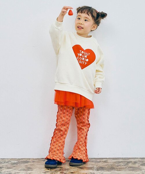 p.premier(ピードットプルミエ)の「【ジュニア対応】総柄ストレッチワッフル裾フリルフレアパンツ(その他パンツ・キッズ・ブラック/サックスブルー/ピンク/レッド・80/90/100/110/120/130/140)」の10枚目の写真