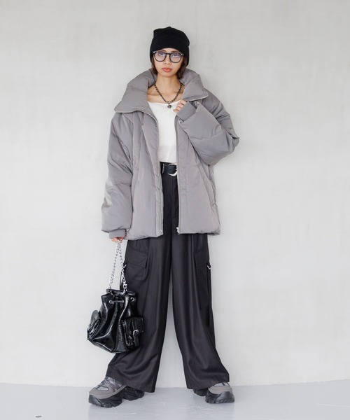 PAGEBOY（ページボーイ）の「サステナウォームナカワタブルゾン（ブルゾン・レディース・グレー/オフホワイト/ブラック・FREE）」の14枚目の写真