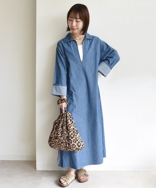 SHIPS（シップス）の「【WEB限定】〈洗濯機可能〉スキッパー デニム ワンピース（ワンピース・レディース・ブルー/ネイビー・ONE SIZE）」の21枚目の写真