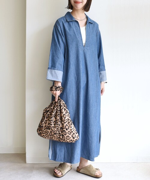 SHIPS（シップス）の「【WEB限定】〈洗濯機可能〉スキッパー デニム ワンピース（ワンピース・レディース・ブルー/ネイビー・ONE SIZE）」の22枚目の写真