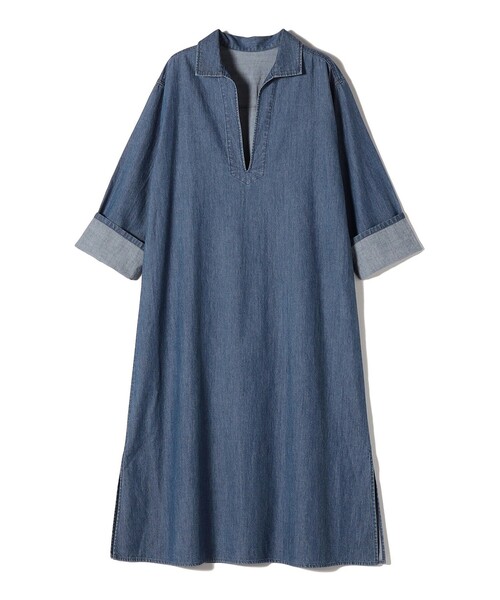 SHIPS（シップス）の「【WEB限定】〈洗濯機可能〉スキッパー デニム ワンピース（ワンピース・レディース・ブルー/ネイビー・ONE SIZE）」の12枚目の写真