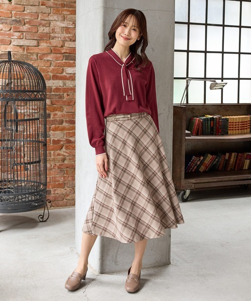 Honeys(ハニーズ)の「チェック柄フレアスカート(スカート・レディース・レッド系その他/ベージュ系その他/ネイビー系・L/LL/M/S)」の6枚目の写真