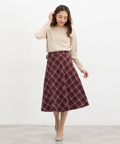 Honeys(ハニーズ)の「チェック柄フレアスカート(スカート・レディース・レッド系その他/ベージュ系その他/ネイビー系・L/LL/M/S)」の9枚目の写真