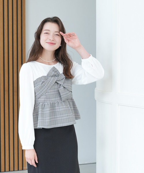 ASTORIA ODIER(アストリアオディール)の「ツイストリボンドッキングブラウス(シャツ/ブラウス・レディース・ブラック/ブラウン/グレー・MEDIUM)」の5枚目の写真